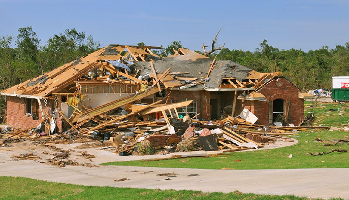 house demolished after a bad storm passes